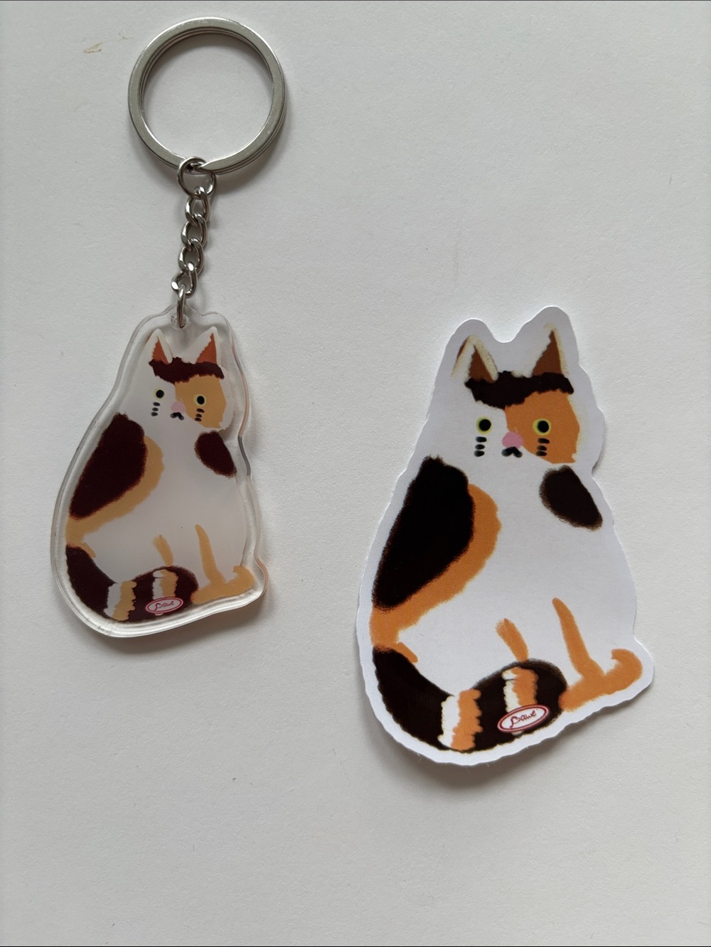 Calico Cat Keychain and Sticker Set